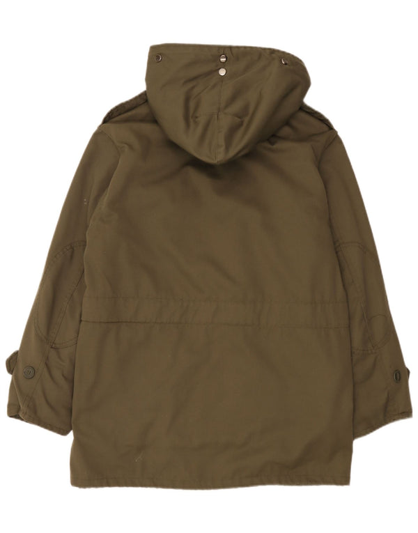 Vintage męska kurtka wojskowa z kapturem Sherpa Parka EU 46 Small Khaki