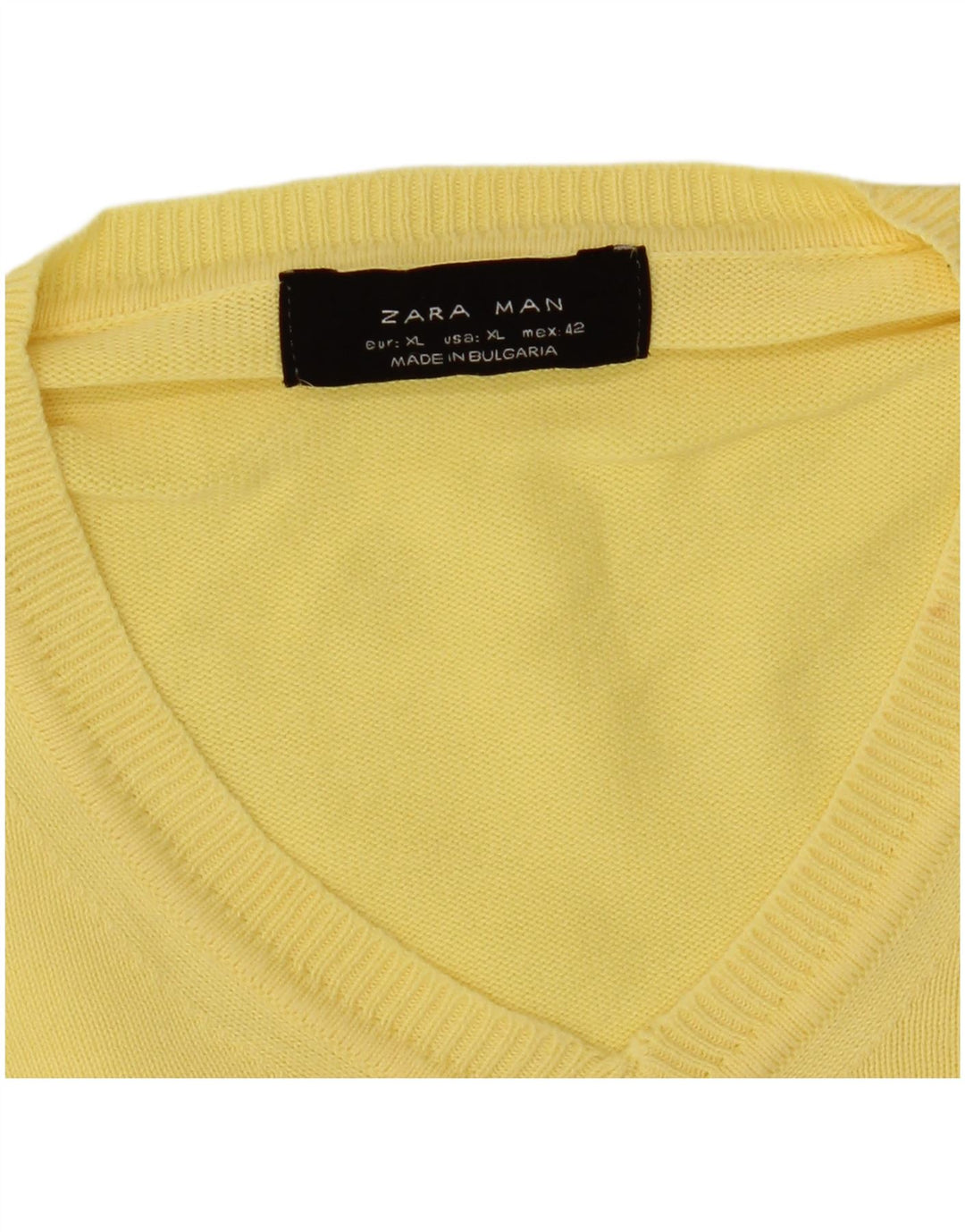 Męski sweter Zara z dekoltem w kształcie litery V, XL, żółty