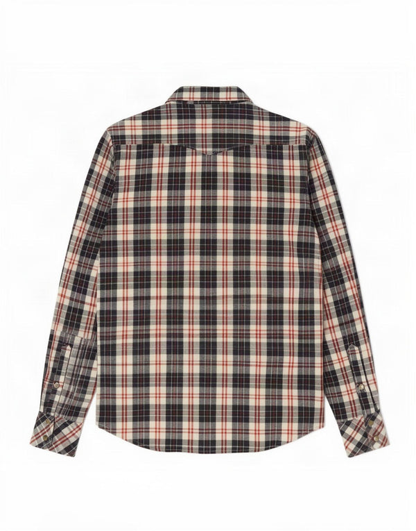 Lee Mens Flannel Shirt Medium Navy Blue Plaid Cotton