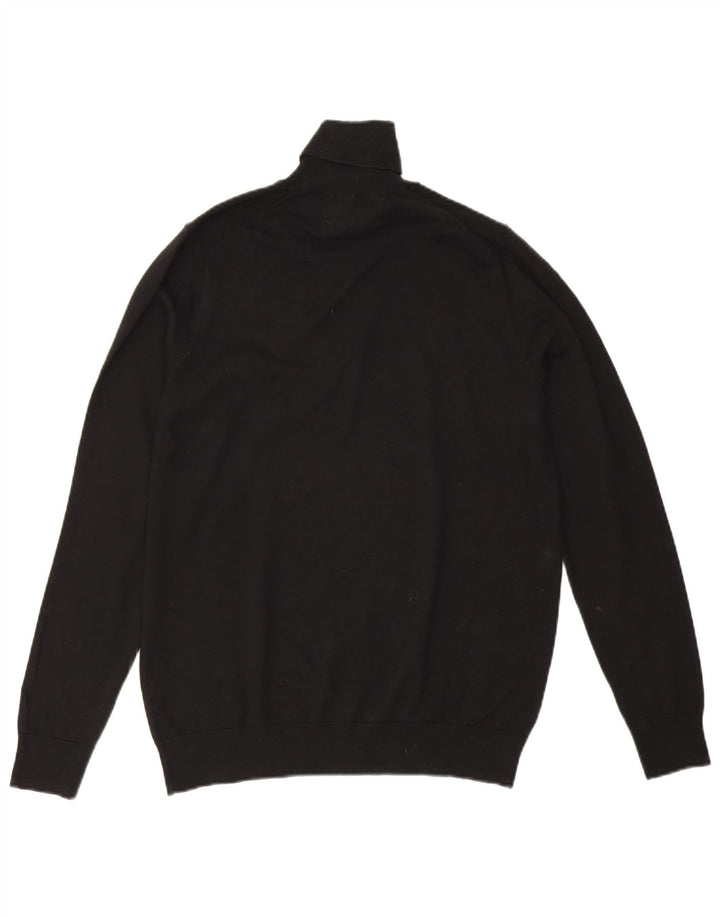 Marks & Spencer Damski sweter z golfem UK 14, średni czarny, bawełniany