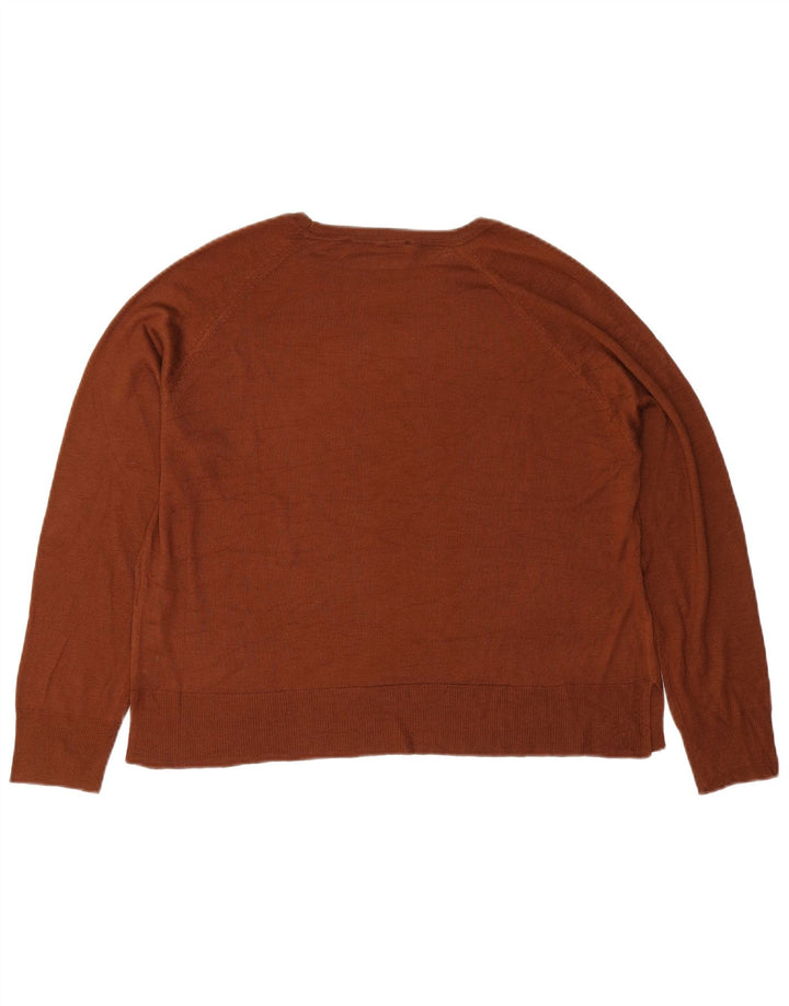 Damski sweter oversize Zara z dekoltem w łódkę UK 14 Średni brązowy wiskoza