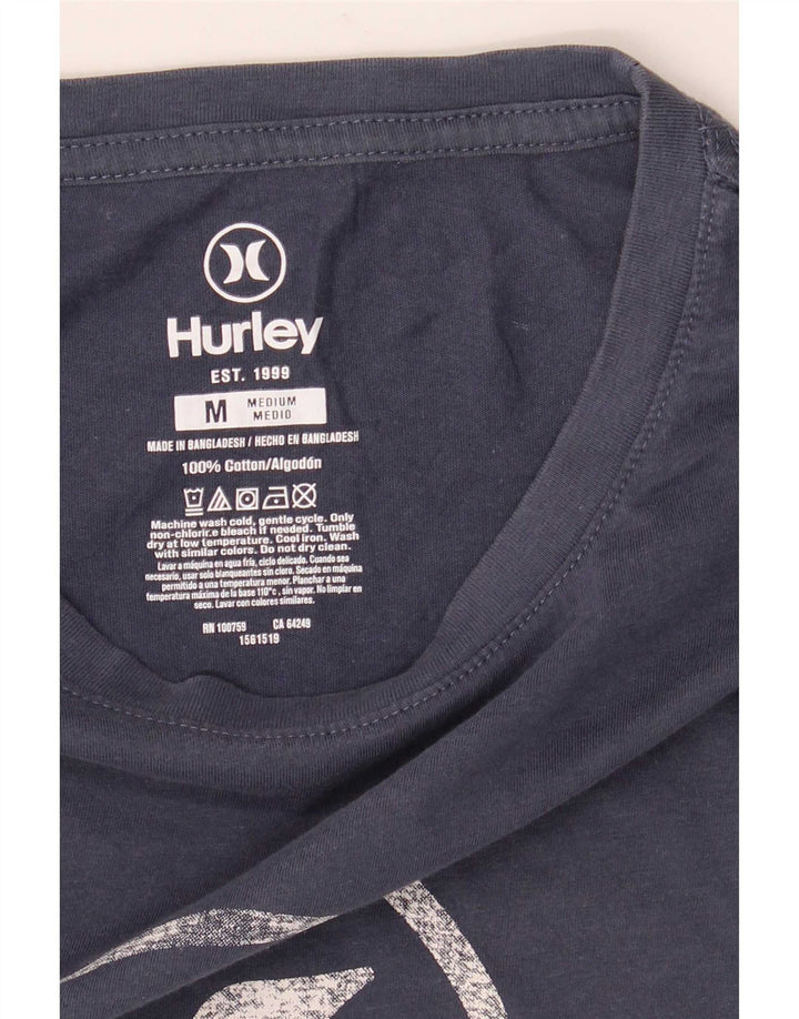 Męski T-shirt z grafiką Hurley, średni, granatowy, bawełniany