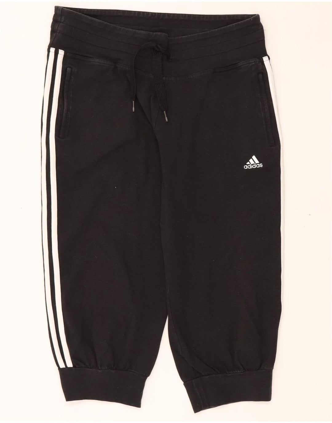 Damskie spodnie dresowe ADIDAS Capri Joggers UK 16, duże, czarne, bawełniane