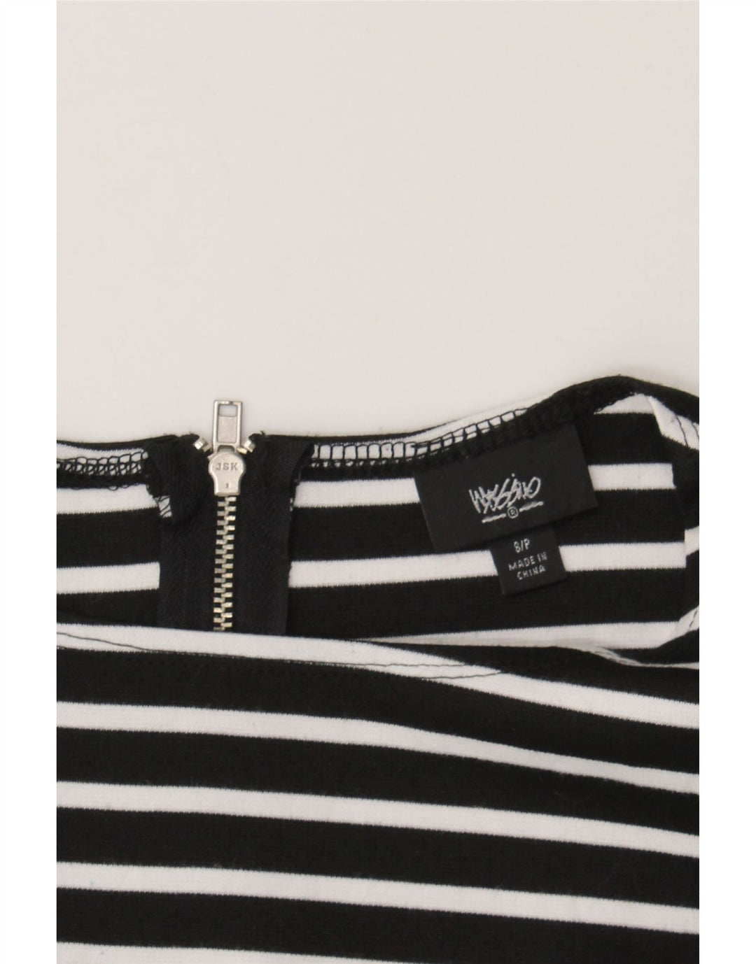 MOSSIMO Womens Peplum Dress UK 10 Small Black Striped Polyester Vintage Mossimo and Second-Hand Mossimo from Messina Hembry 