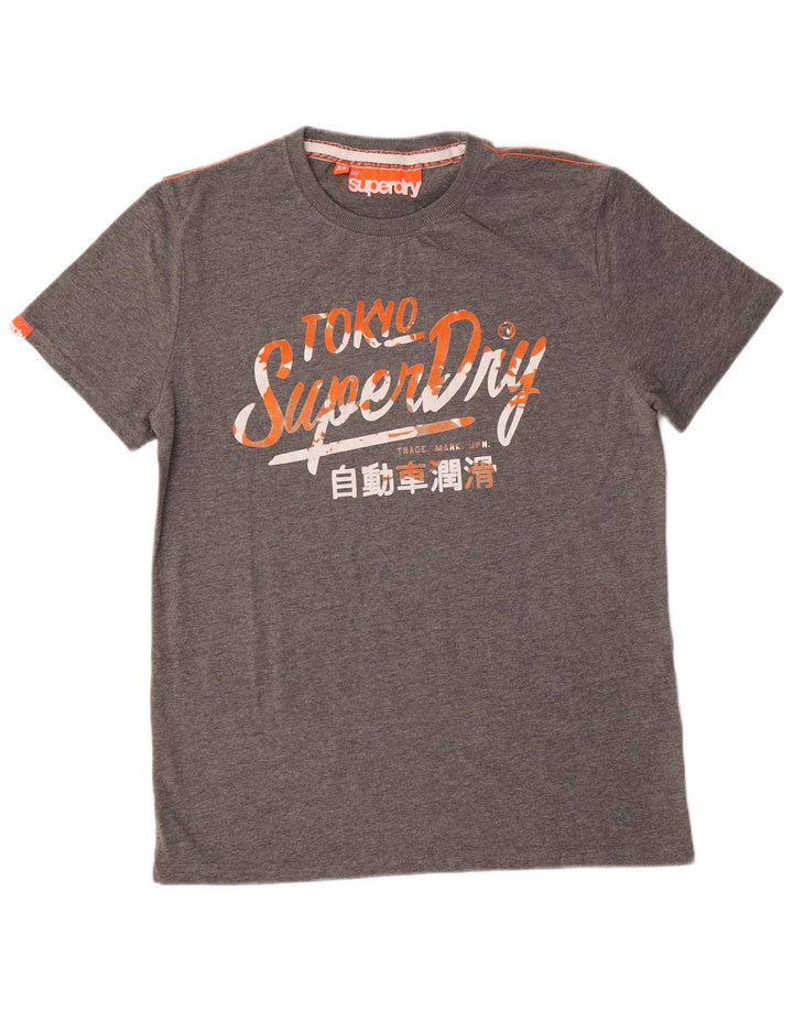 Męski T-shirt Superdry z grafiką, rozmiar XL, szara bawełna
