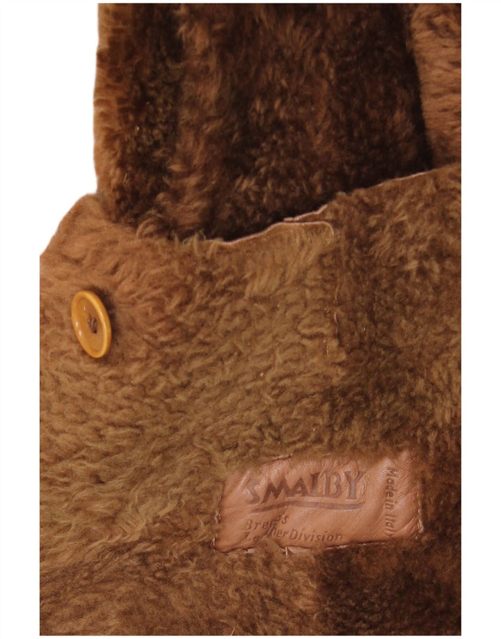 SMALBY Damski płaszcz oversize z owczej skóry UK 18 XL, brązowy