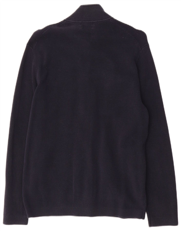 Męski sweter rozpinany Massimo Dutti, średni granatowy, bawełniany