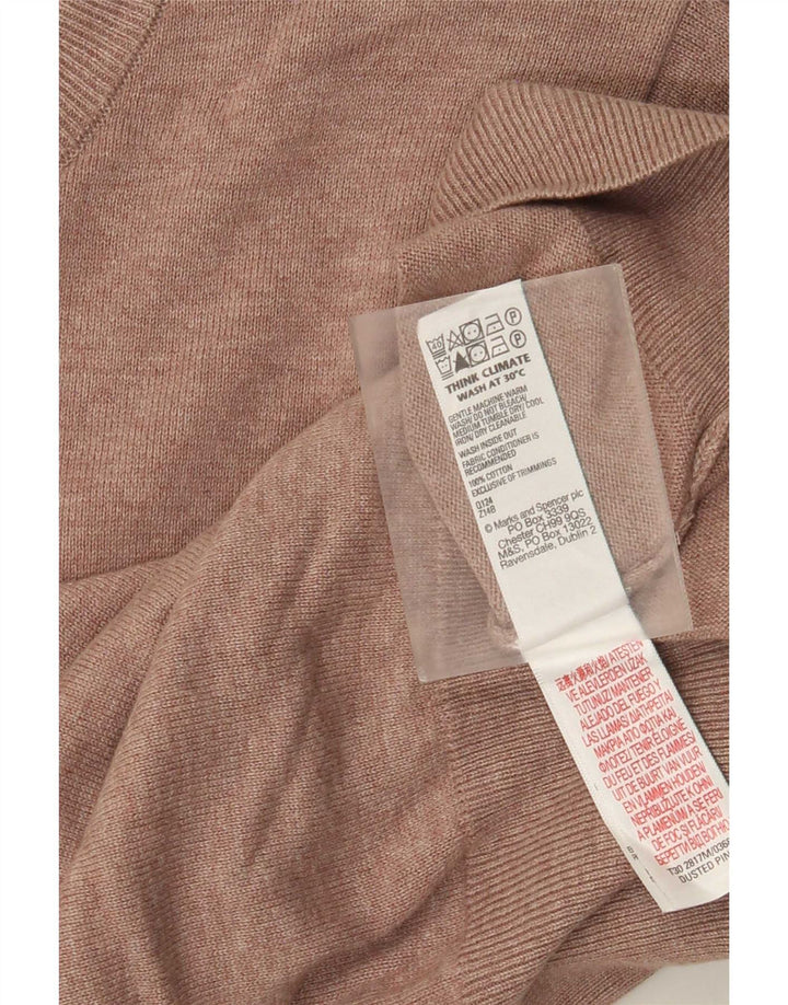 Marks & Spencer Męski sweter z okrągłym dekoltem, średnioróżowy, bawełniany