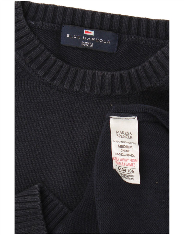 Męski sweter z okrągłym dekoltem MARKS & SPENCER UK 38/40, średni granat
