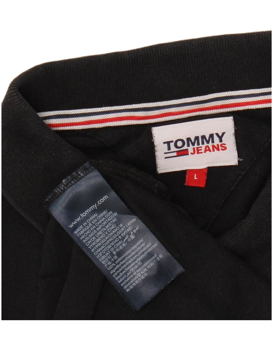 Męska koszulka polo TOMMY HILFIGER, duża, czarna, bawełniana