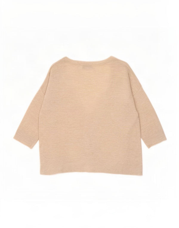 Zara Damski sweter oversize z krótkim rękawem 3/4 i krótkim rękawem UK 10 Small Beige