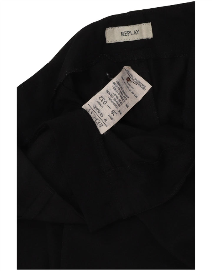 Proste spodnie damskie Replay W28 L32 Czarny poliamid