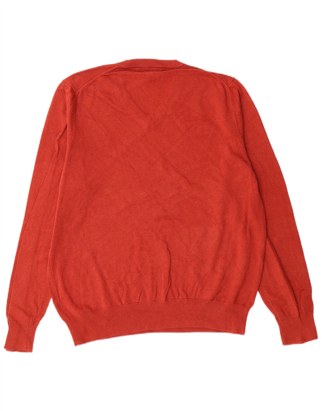 MARKS & SPENCER Męski sweter z dekoltem w kształcie litery V, XL, czerwony, bawełniany, klasyczny