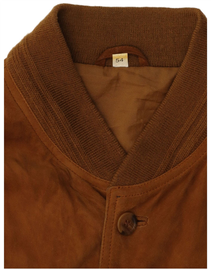 Zamszowa kurtka bomber męska vintage IT 54 2XL brązowa