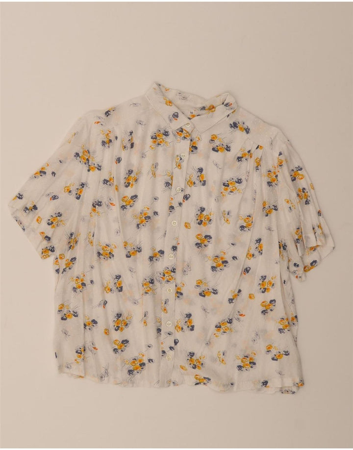 VINTAGE Womens Short Sleeve Shirt IT 46 Large White Floral Vintage Vintage and Second-Hand Vintage from Messina Hembry 