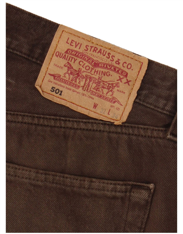 Męskie dżinsy Levi's 501 Straight W31 L34 Brązowa bawełna