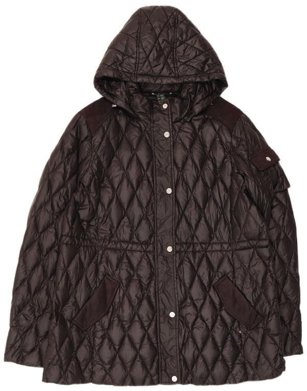 Ralph Lauren Womens Hooded Quilted Jacket UK 18 XL Black Nylon