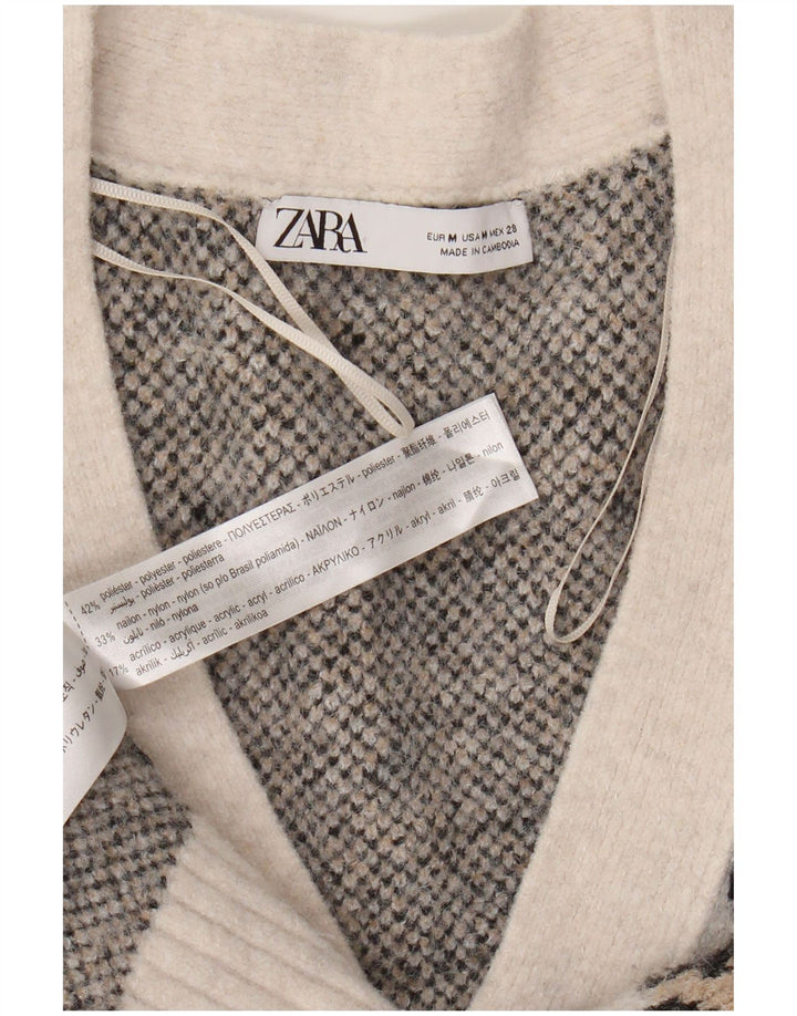 Damski sweter oversize Zara UK 14, średni, złamany biały nadruk zwierzęcy