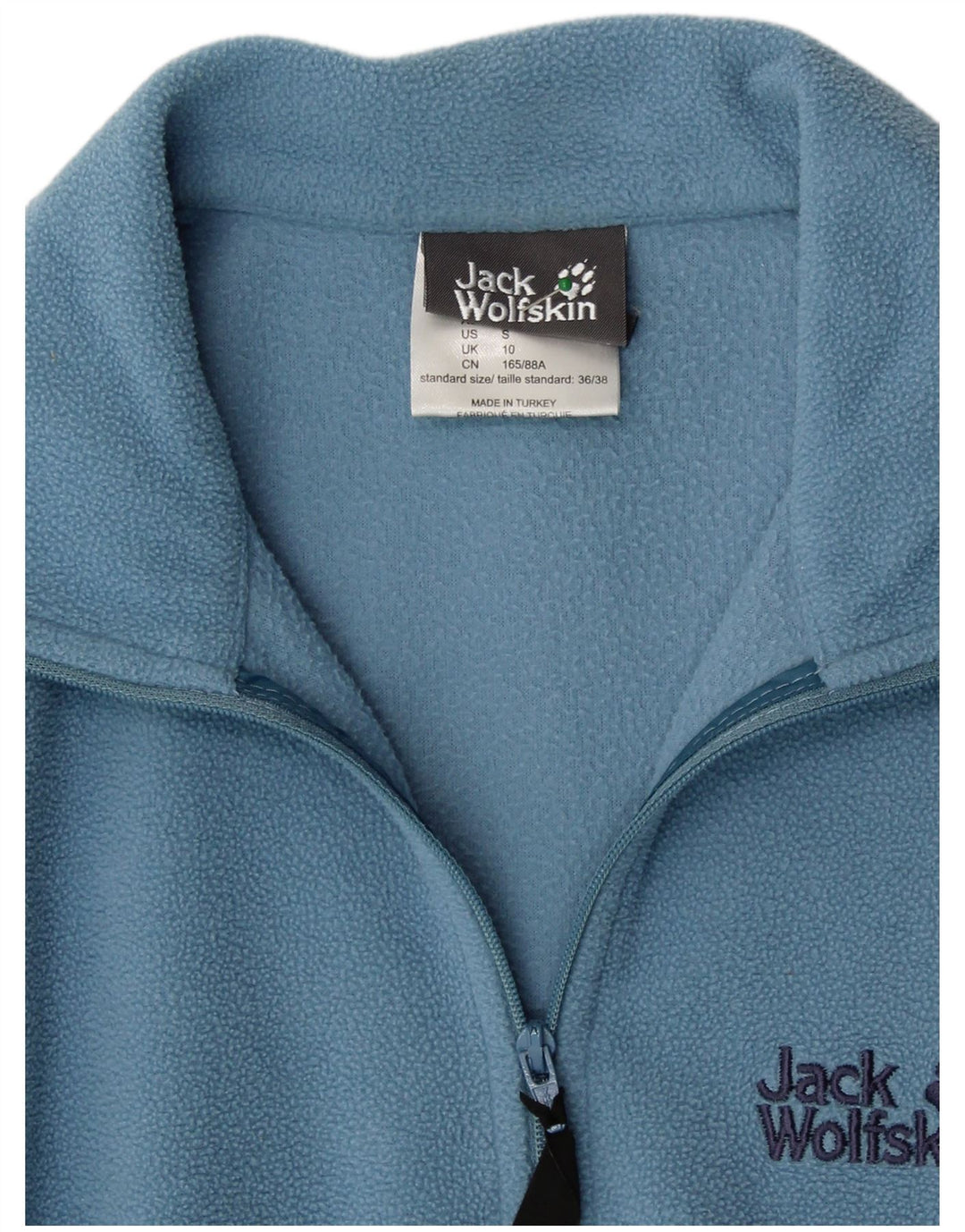 Damski sweter polarowy JACK WOLFSKIN z zamkiem błyskawicznym UK 10, mały, niebieski poliester