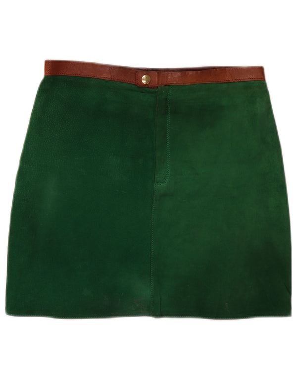 Vintage Womens Suede Mini Skirt W30 Medium Green