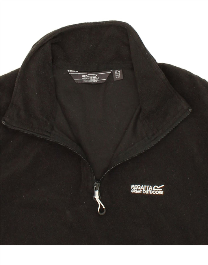 REGATTA Mens Zip Neck Fleece Jumper Small Black Polyester Vintage Regatta and Second-Hand Regatta from Messina Hembry 