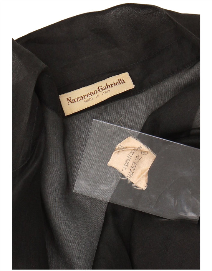 NAZARENO GABRIELLI Damski prześwitujący kardigan Top UK 14 Średni czarny jedwab