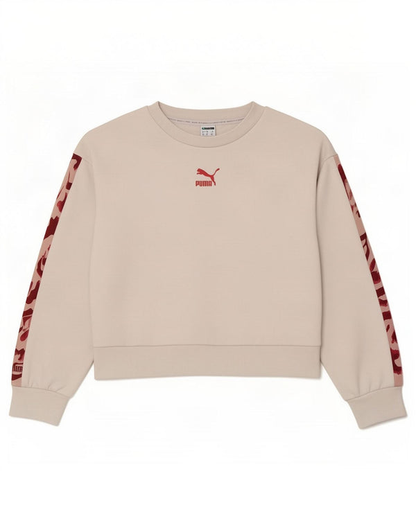 Damska bluza Puma Graphic Crop Jumper UK 14 Średnia biała bawełna