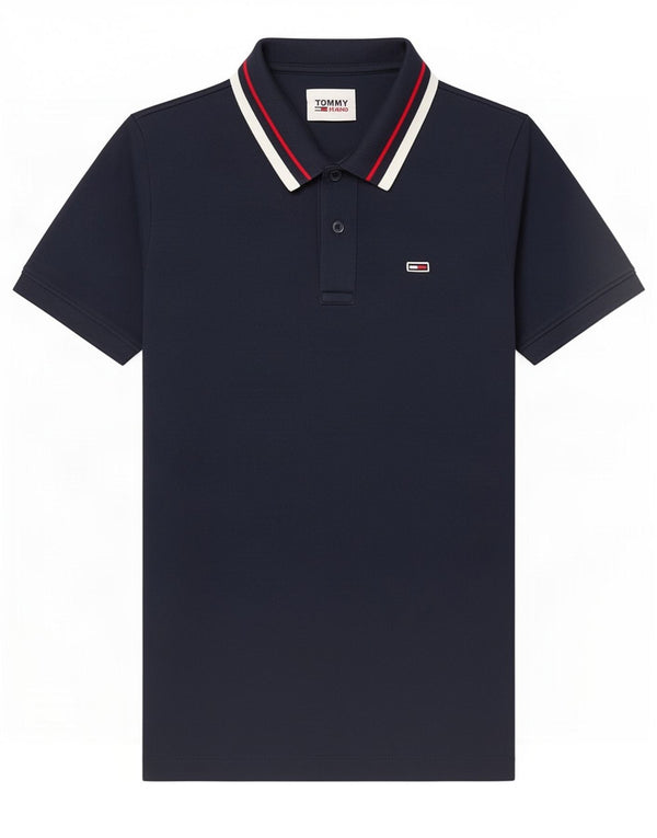 Męska koszulka polo Tommy Hilfiger, mała, bawełniana w granatowe paski