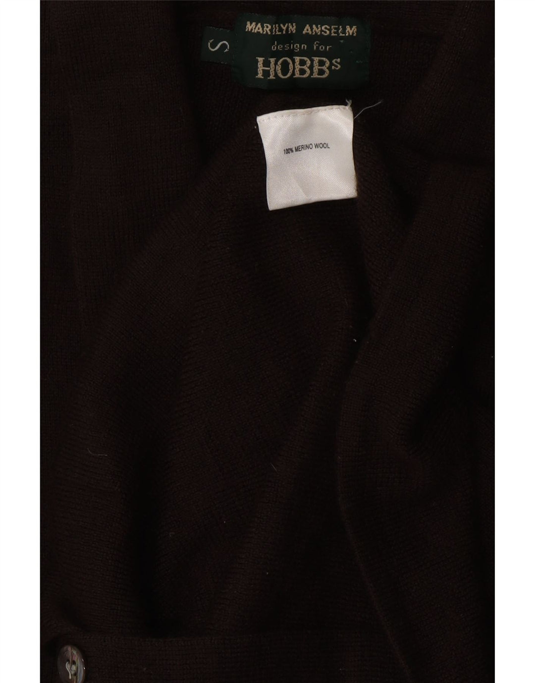 HOBBS Damski sweter kardigan UK 8 Small Brown Wełna Merino