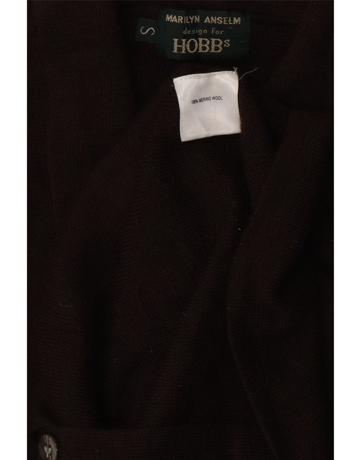 HOBBS Damski sweter kardigan UK 8 Small Brown Wełna Merino