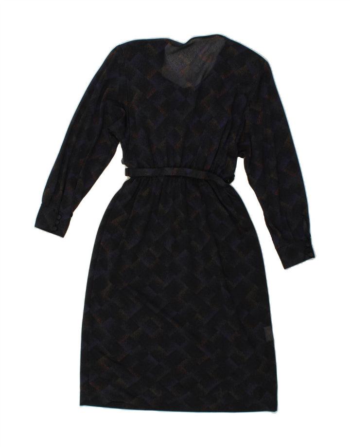 VINTAGE Womens Long Sleeve Basic Dress UK 10 Small Navy Blue Vintage Vintage and Second-Hand Vintage from Messina Hembry 