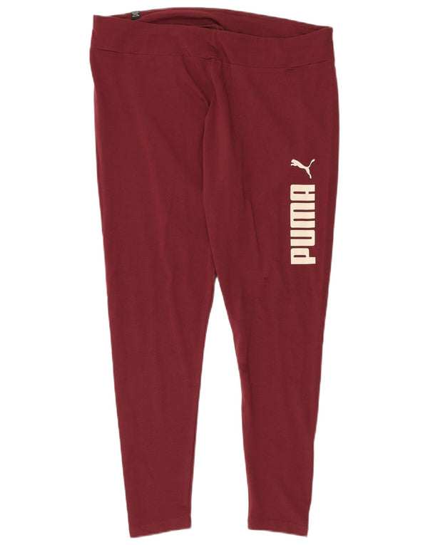 Damskie legginsy z grafiką PUMA UK 18 XL, bordowa bawełna