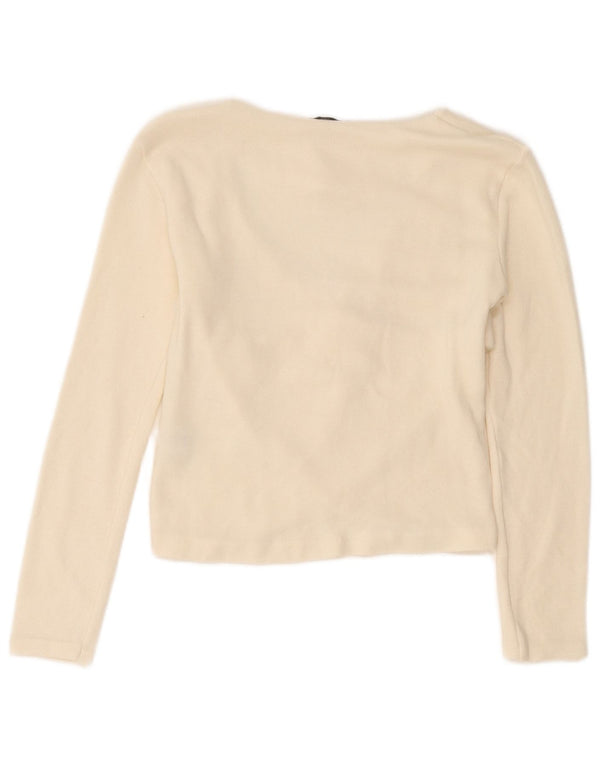 Damska krótka bluzka Zara z długim rękawem Top UK 10 Small Off White Wiskoza