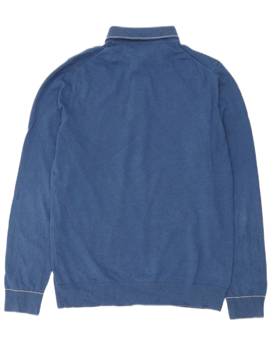 Marks & Spencer Męski sweter polo, mały, niebieski, bawełniany