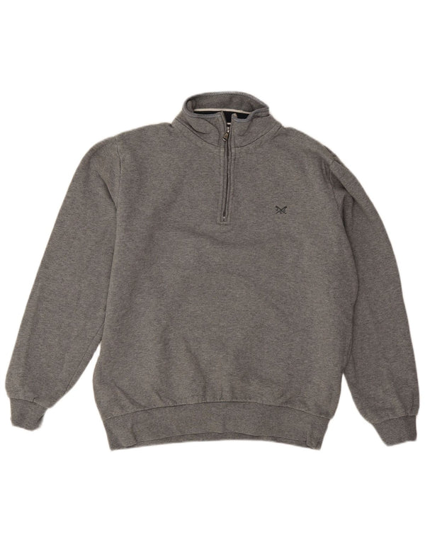 Crew Clothing Mens Zip Neck Sweatshirt Jumper Medium Grey Cotton