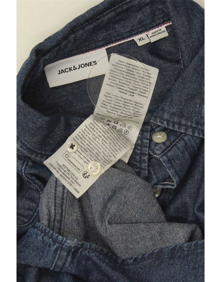 Męska koszula dżinsowa Jack & Jones XL, granatowa, bawełniana