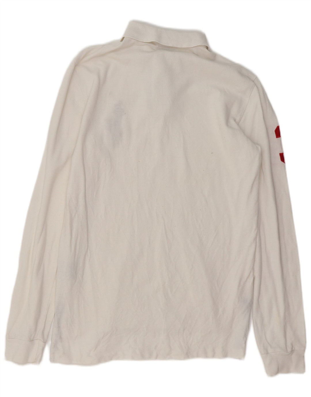 POLO RALPH LAUREN Męska koszulka polo o dopasowanym kroju z długim rękawem, mała, biała