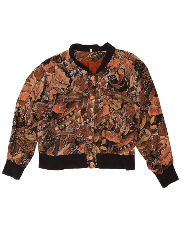 Damska kurtka bomberka w stylu vintage EU 40 Średni brąz w kwiaty