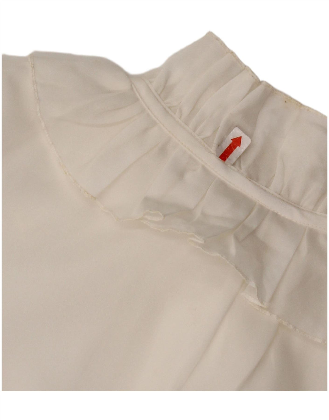 Damska bluzka koszulowa VINTAGE z falbaną z przodu UK 16, duża biała