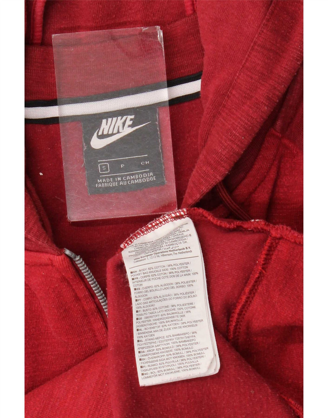 Męski sweter z kapturem i zamkiem błyskawicznym Nike, mały, czerwony, bawełniany