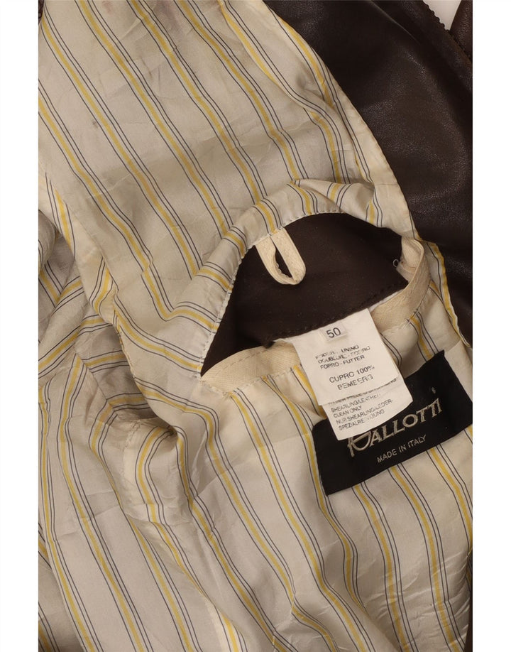 Męska kurtka skórzana typu bomber GALLOTTI IT 50, duża brązowa skóra