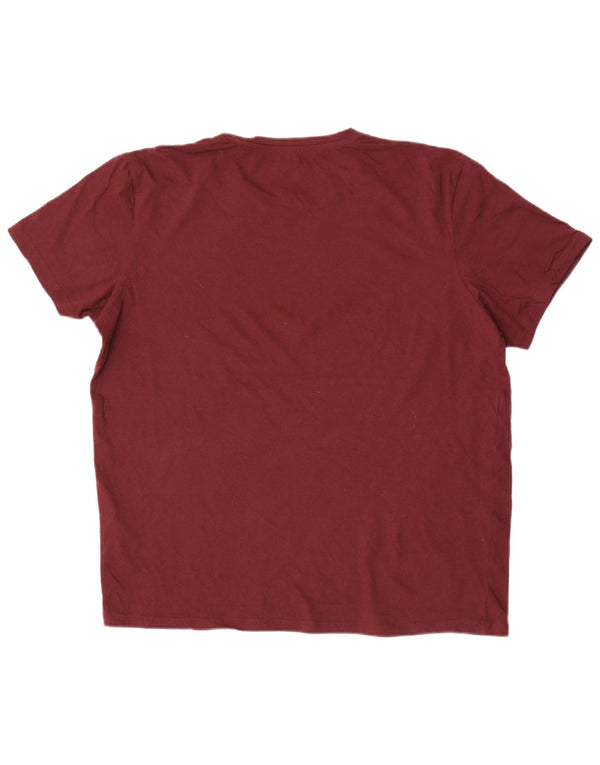 Męski T-shirt z grafiką Jack & Jones, top XL, bordowa bawełna