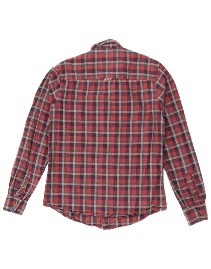 Crew Clothing Męska koszula flanelowa, mała, bawełniana w czerwoną kratę
