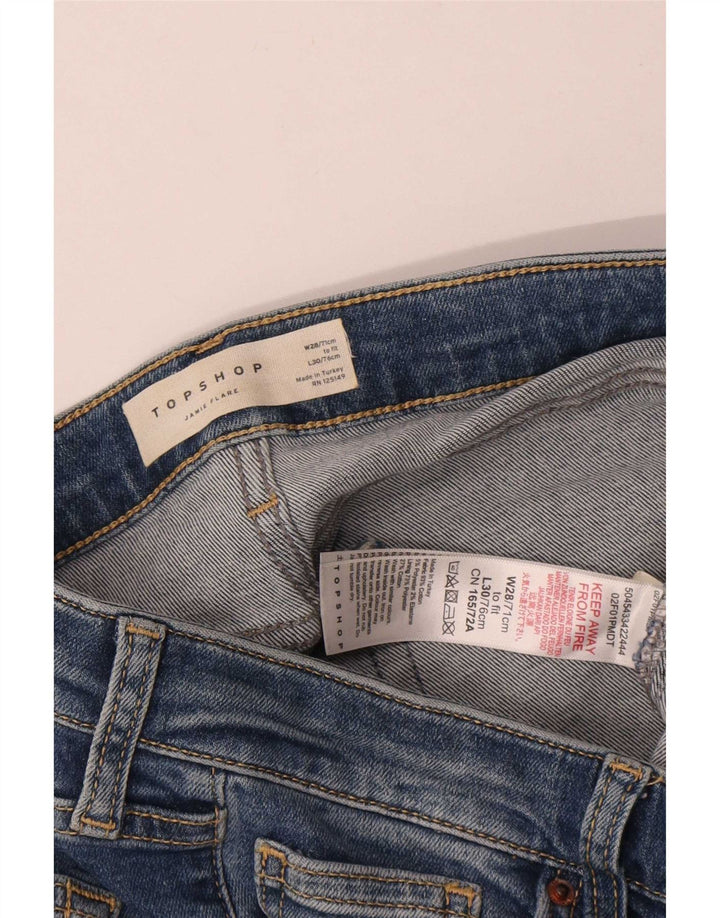 Topshop Damskie jeansy Jamie Flared W28 L30 Niebieskie bawełniane