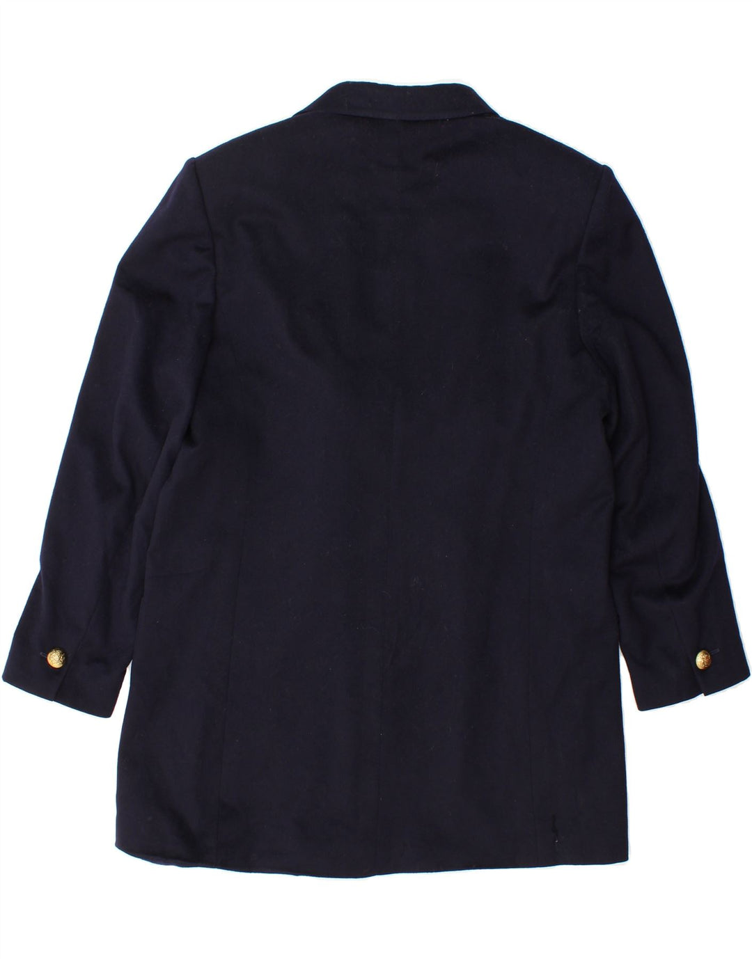 JAEGER Womens Double Breasted Coat UK 14 Medium Navy Blue Wool Vintage Jaeger and Second-Hand Jaeger from Messina Hembry 