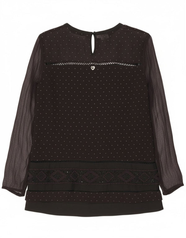 Simona Barbieri Womens Twin-Set Blouse Top UK 10 Small Black Spotted