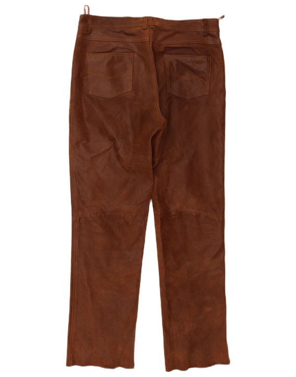Męskie proste zamszowe spodnie w stylu vintage IT 48 Medium W32 L31 Brązowa skóra