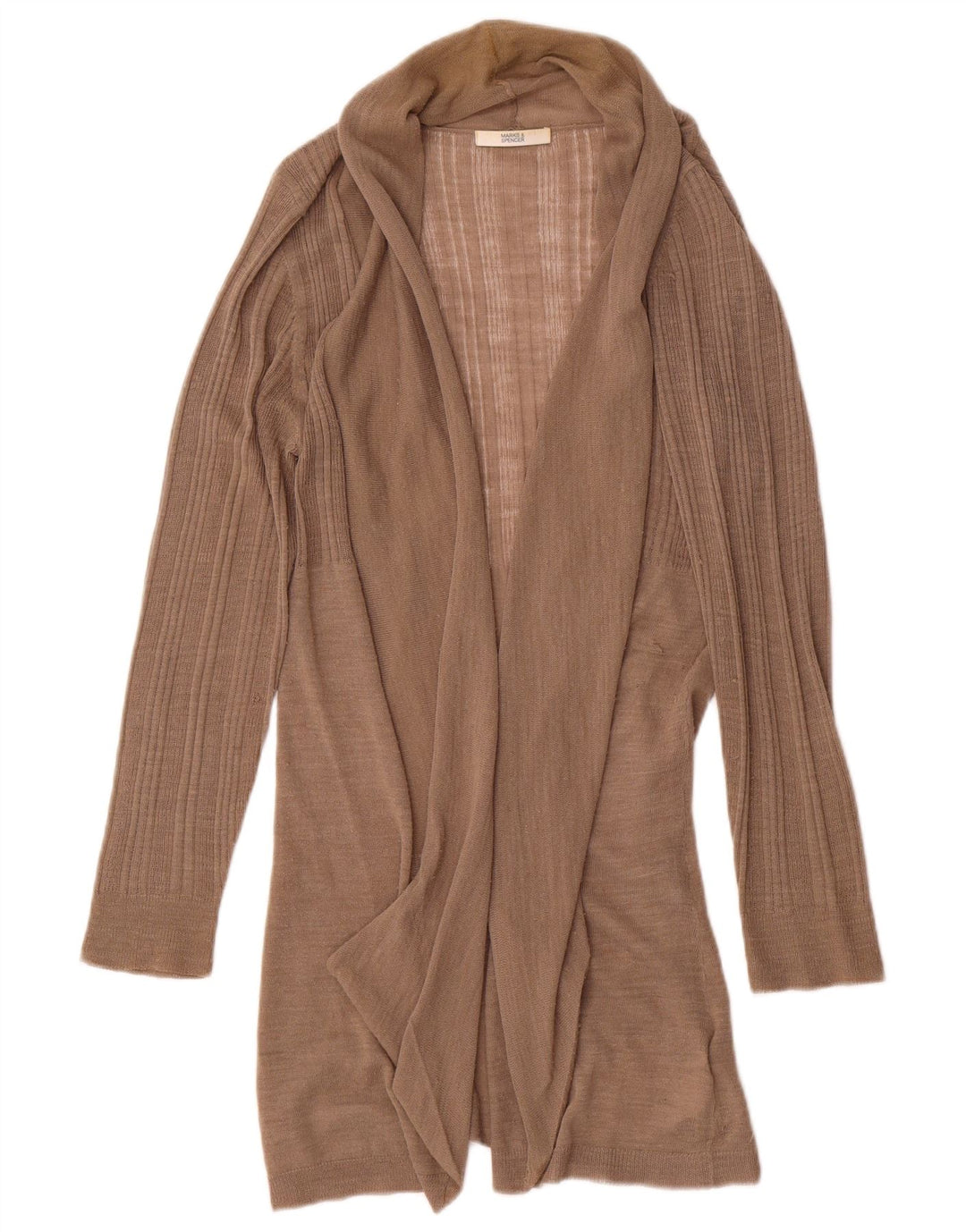 Marks & Spencer Damski sweter rozpinany o długim kroju, UK 14, średni brąz