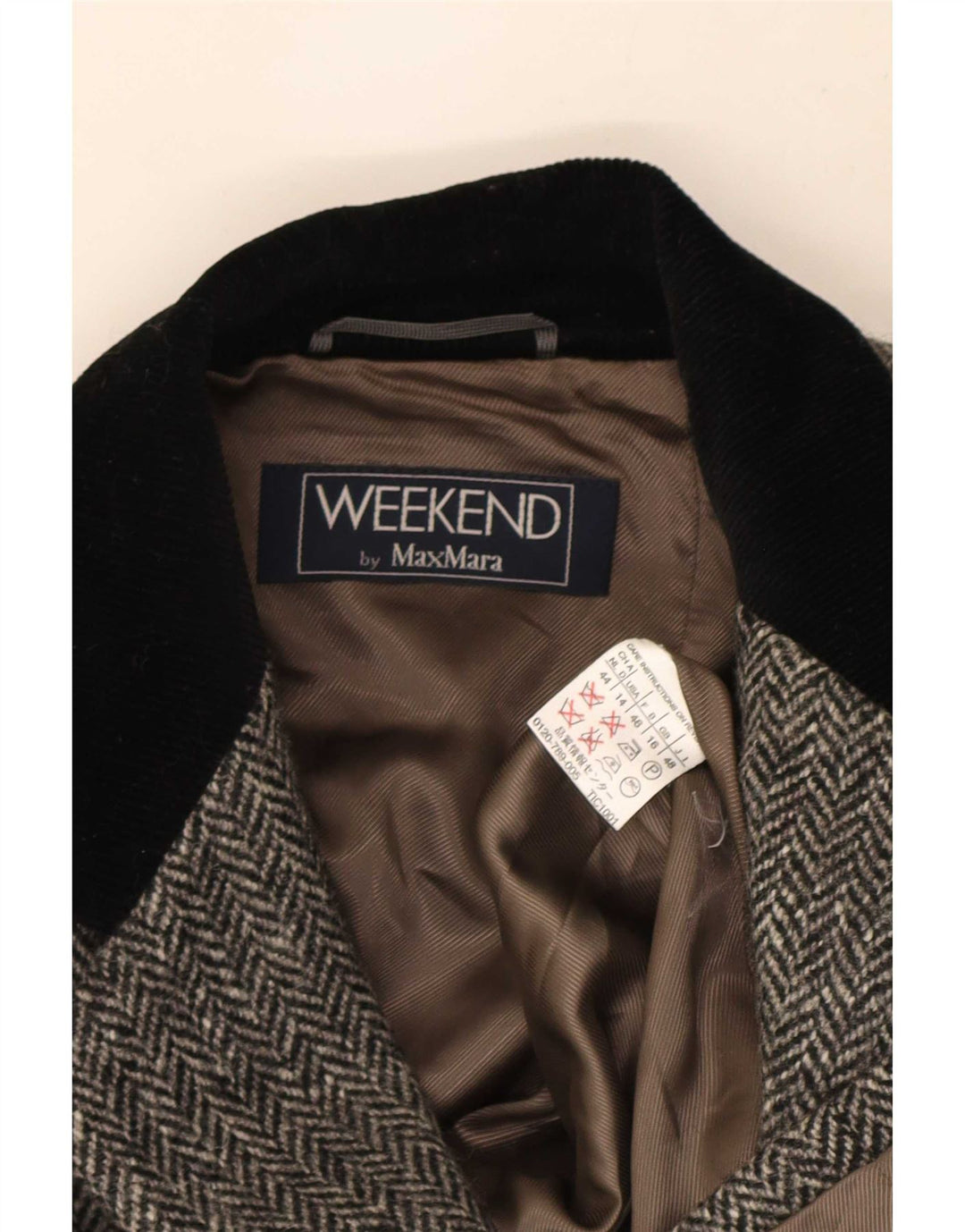Damska marynarka Max Mara Weekend zapinana na 3 guziki UK 16, duża, szara jodełka