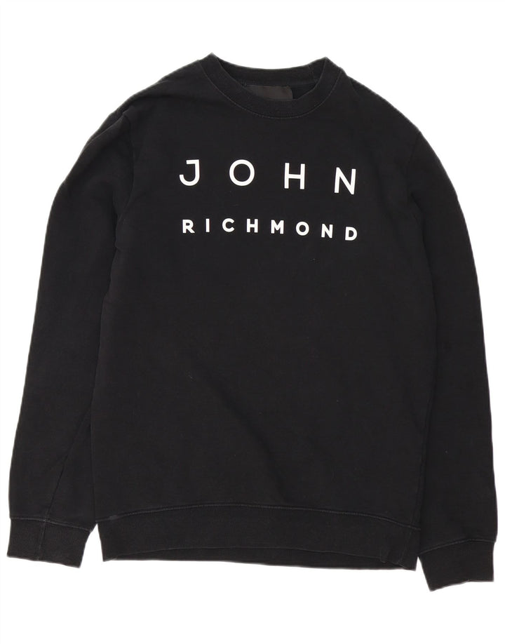 RICHMOND Męski sweter z grafiką, średniej wielkości, czarny, bawełniany
